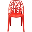 LeisureMod Cornelia Modern Plastic Dining Side Chair Set of 4 Solid Red