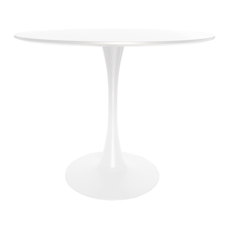 LeisureMod Bristol Modern Dining Table with Wood Top and Iron Base White