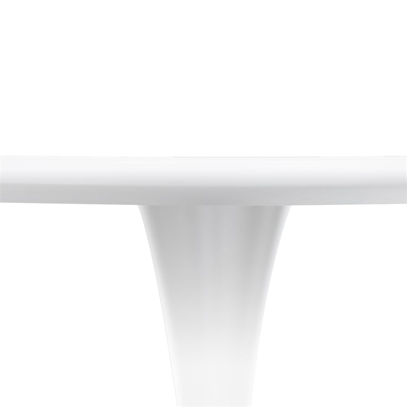 LeisureMod Bristol Modern Dining Table with Wood Top and Iron Base White