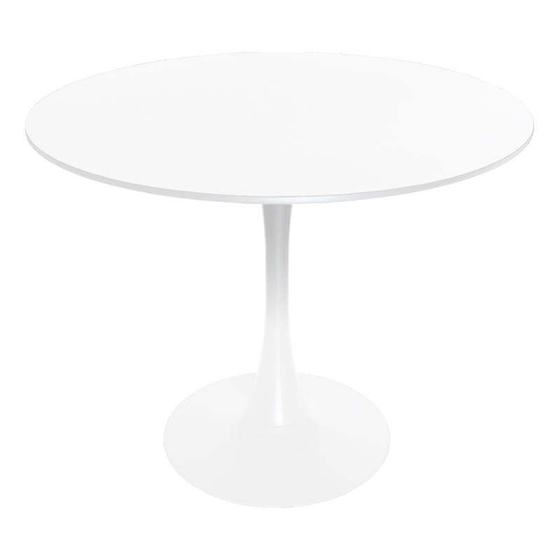 LeisureMod Bristol Modern Dining Table with Wood Top and Iron Base White