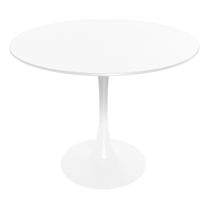 LeisureMod Bristol Modern Dining Table with Wood Top and Iron Base White