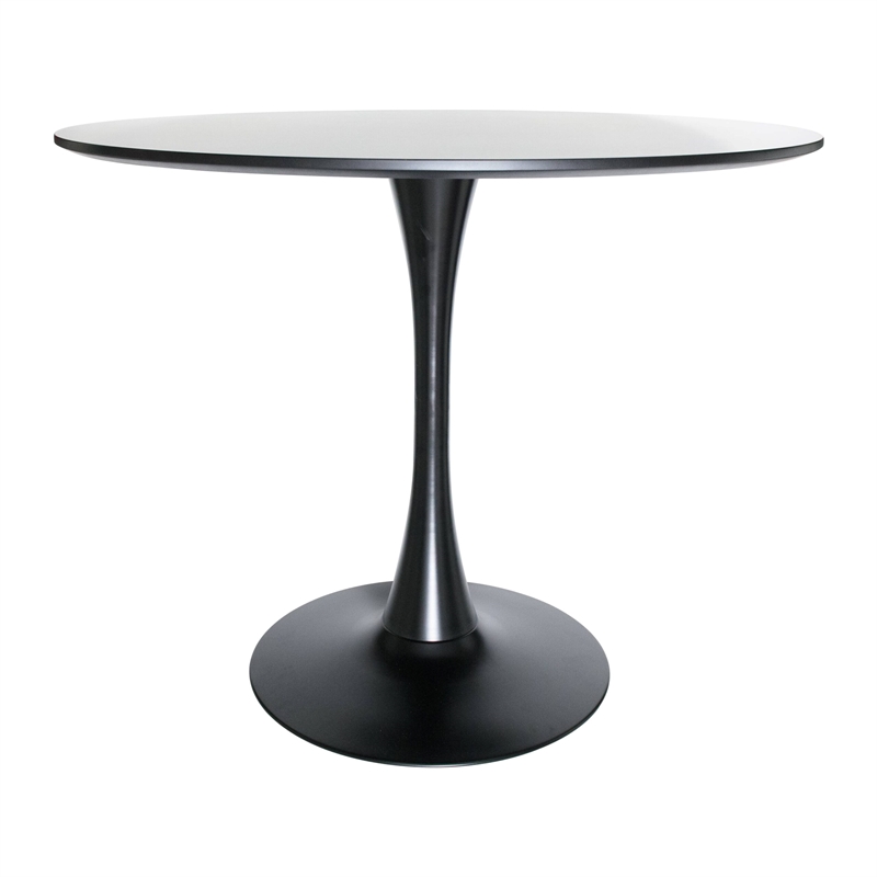 LeisureMod Bristol Modern Dining Table with Wood Top and Iron Base Black