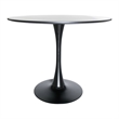 LeisureMod Bristol Modern Dining Table with Wood Top and Iron Base Black
