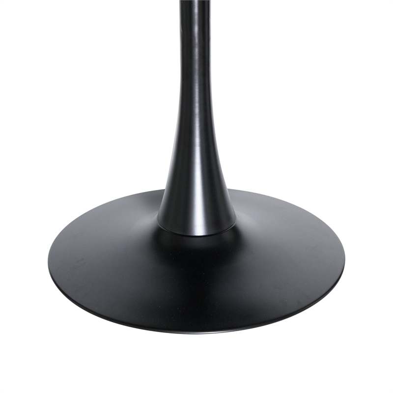 LeisureMod Bristol Modern Dining Table with Wood Top and Iron Base Black