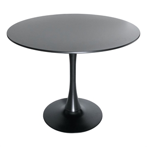 LeisureMod Bristol Modern Dining Table with Wood Top and Iron Base Black