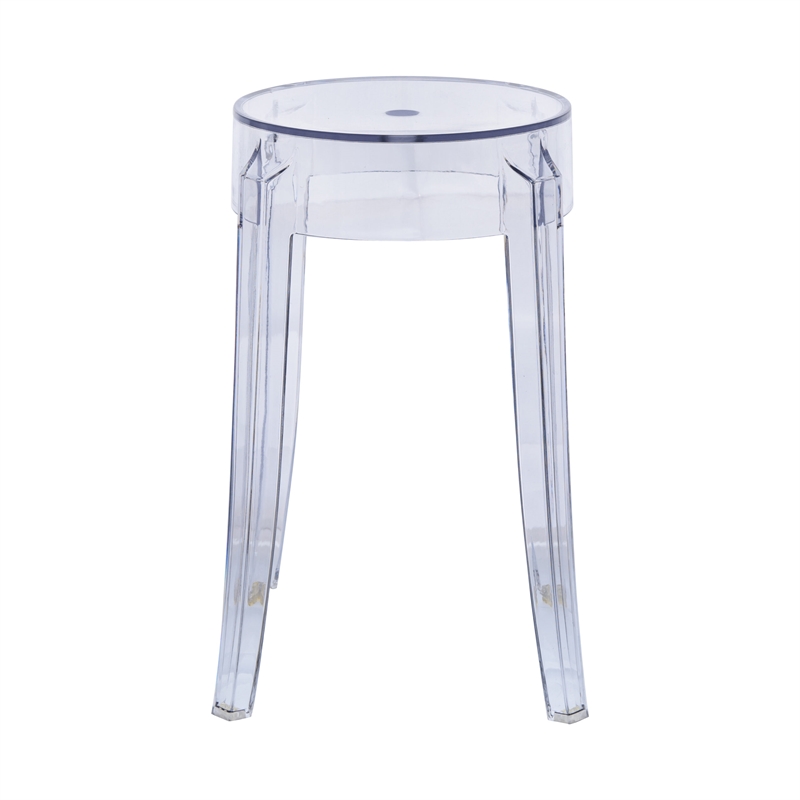 LeisureMod Averill Modern Plastic Dining Stool for Dining Room Clear - Set of 2