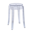 LeisureMod Averill Modern Plastic Dining Stool for Dining Room Clear - Set of 2