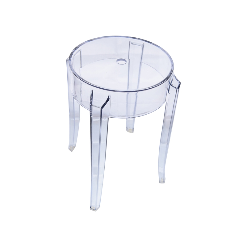 LeisureMod Averill Modern Plastic Dining Stool for Dining Room Clear - Set of 2