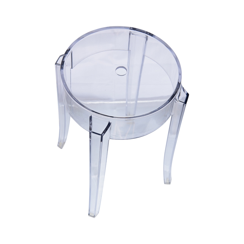 LeisureMod Averill Modern Plastic Dining Stool for Dining Room Clear - Set of 2