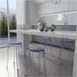 LeisureMod Averill Modern Plastic Dining Stool for Dining Room Clear - Set of 2
