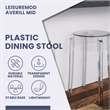LeisureMod Averill Modern Plastic Dining Stool for Dining Room Clear - Set of 2