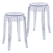 LeisureMod Averill Modern Plastic Dining Stool for Dining Room Clear - Set of 2