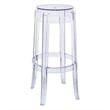 LeisureMod Averill Plastic Barstool with Clear Acrylic Seat and Legs Single