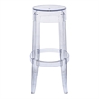 LeisureMod Averill Plastic Barstool with Clear Acrylic Seat and Legs Set of 2