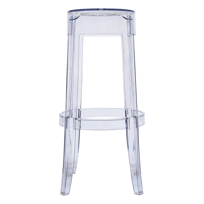 LeisureMod Averill Plastic Barstool with Clear Acrylic Seat and Legs Set of 2