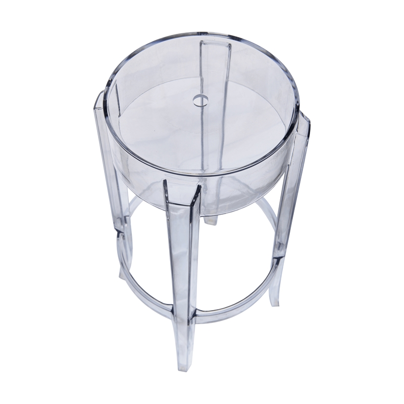 LeisureMod Averill Plastic Barstool with Clear Acrylic Seat and Legs Set of 2
