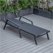 LeisureMod Marlin Patio Chaise Lounge Chair With Arms Aluminum Frame Black