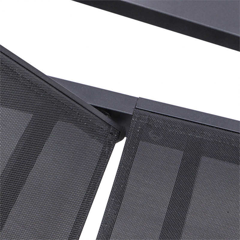 LeisureMod Marlin Patio Chaise Lounge Chair With Arms Aluminum Frame Black