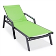 LeisureMod Marlin Patio Chaise Lounge Chair With Arms Aluminum Frame Green