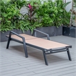LeisureMod Marlin Patio Chaise Lounge Chair With Arms Aluminum Frame Light Brown