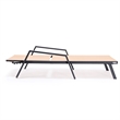 LeisureMod Marlin Patio Chaise Lounge Chair With Arms Aluminum Frame Light Brown