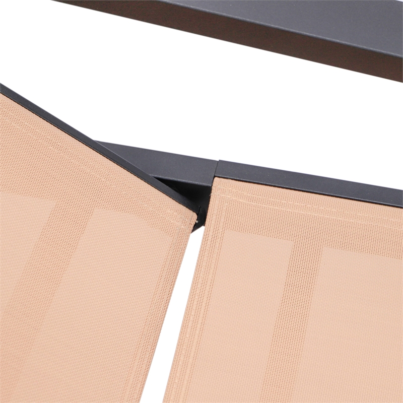 LeisureMod Marlin Patio Chaise Lounge Chair With Arms Aluminum Frame Light Brown