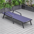 LeisureMod Marlin Patio Chaise Lounge Chair With Arms Aluminum Frame Navy Blue