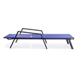 LeisureMod Marlin Patio Chaise Lounge Chair With Arms Aluminum Frame Navy Blue