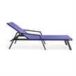 LeisureMod Marlin Patio Chaise Lounge Chair With Arms Aluminum Frame Navy Blue