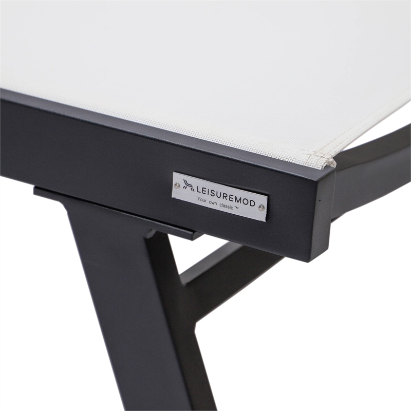 LeisureMod Marlin Patio Chaise Lounge Chair With Arms Aluminum Frame White