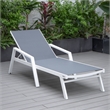 LeisureMod Marlin Patio Chaise Lounge Chair With Arms Aluminum Frame Dark Gray