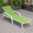 LeisureMod Marlin Patio Chaise Lounge Chair With Arms Aluminum Frame Arms Green
