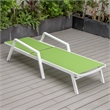 LeisureMod Marlin Patio Chaise Lounge Chair With Arms Aluminum Frame Arms Green