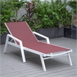 LeisureMod Marlin Patio Chaise Lounge Chair With Arms Aluminum Frame Red