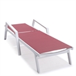 LeisureMod Marlin Patio Chaise Lounge Chair With Arms Aluminum Frame Red
