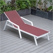LeisureMod Marlin Patio Chaise Lounge Chair With Arms Aluminum Frame Red