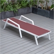 LeisureMod Marlin Patio Chaise Lounge Chair With Arms Aluminum Frame Red