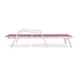 LeisureMod Marlin Patio Chaise Lounge Chair With Arms Aluminum Frame Red
