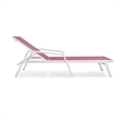LeisureMod Marlin Patio Chaise Lounge Chair With Arms Aluminum Frame Red
