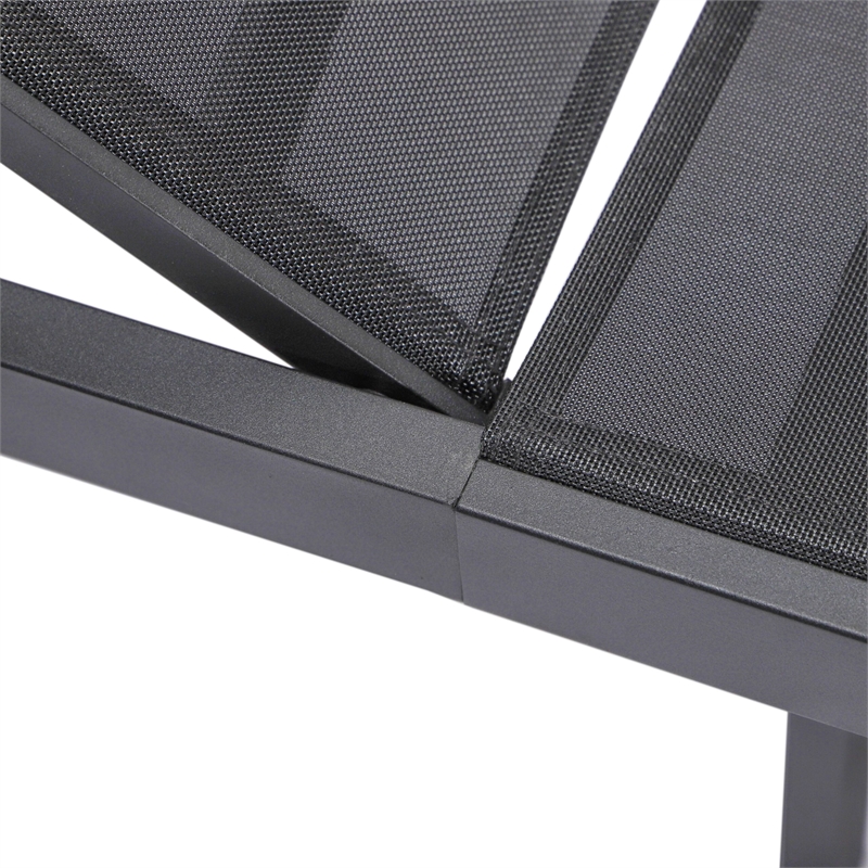 LeisureMod Marlin Patio Chaise Lounge Chair With Black Aluminum Frame Black