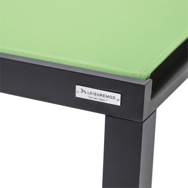 LeisureMod Marlin Patio Chaise Lounge Chair With Black Aluminum Frame Green