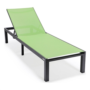 LeisureMod Marlin Patio Chaise Lounge Chair With Black Aluminum Frame Green