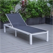 LeisureMod Marlin Patio Chaise Lounge Chair With Black Aluminum Frame Black