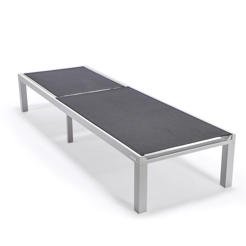 LeisureMod Marlin Patio Chaise Lounge Chair With Black Aluminum Frame Black