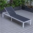 LeisureMod Marlin Patio Chaise Lounge Chair With Black Aluminum Frame Black