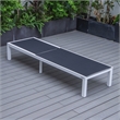 LeisureMod Marlin Patio Chaise Lounge Chair With Black Aluminum Frame Black