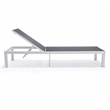 LeisureMod Marlin Patio Chaise Lounge Chair With Black Aluminum Frame Black
