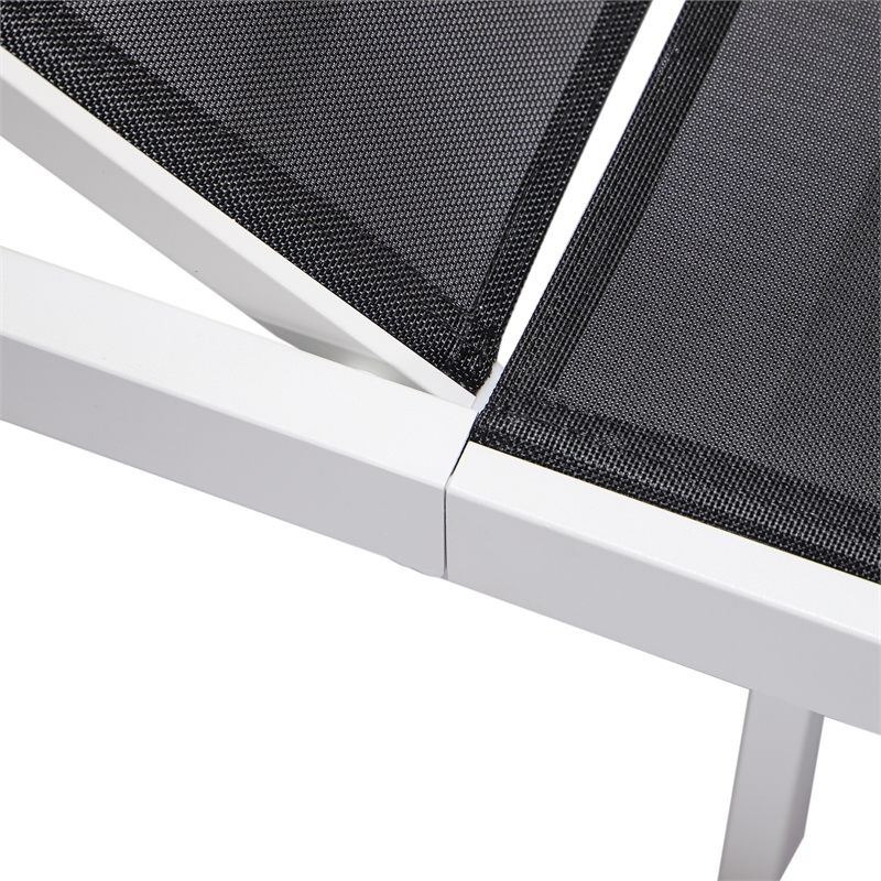 LeisureMod Marlin Patio Chaise Lounge Chair With Black Aluminum Frame Black
