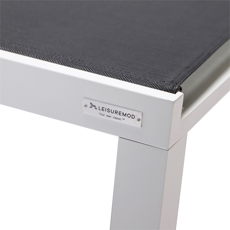 LeisureMod Marlin Patio Chaise Lounge Chair With Black Aluminum Frame Black