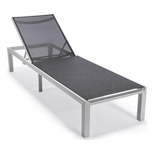 LeisureMod Marlin Patio Chaise Lounge Chair With Black Aluminum Frame Black